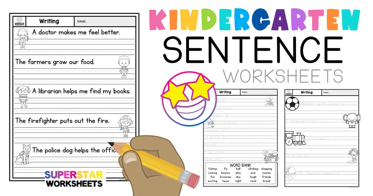 kindergarten writing sentences worksheets superstar worksheets