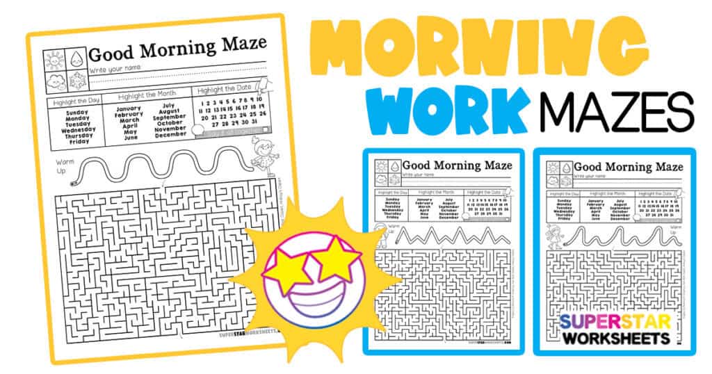 morning work mazes superstar worksheets