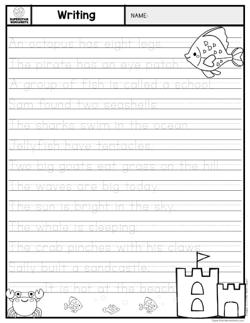 Tracing Sentences Worksheets For Preschool And Kindergarten K5 Learning Read Trace And Write