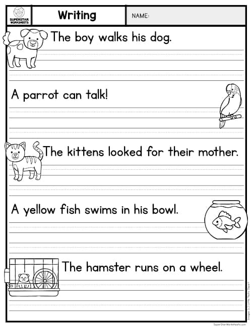 Free Printable Kindergarten Writing Sentences Worksheets