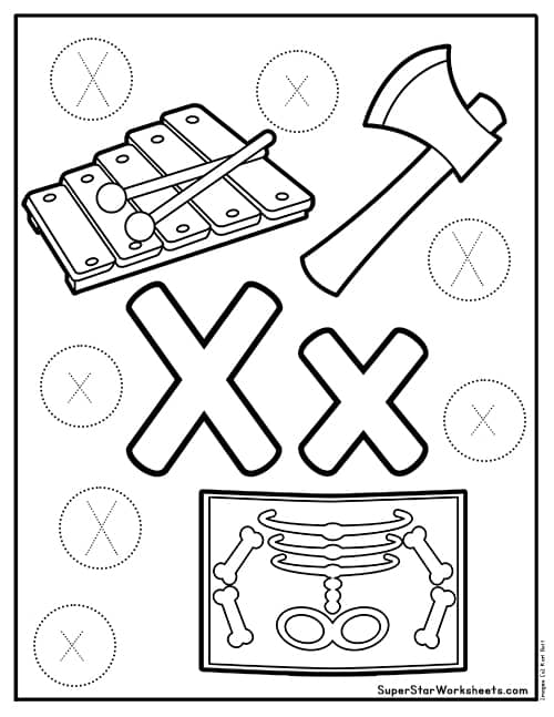 Letter X with Ornament coloring page