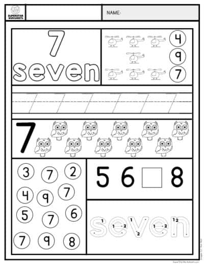 Preschool Number Worksheets - Superstar Worksheets