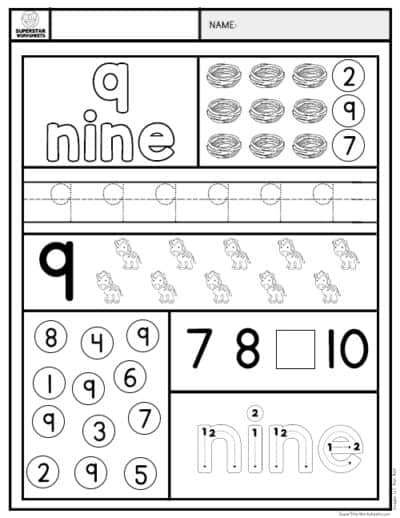 Preschool Number Worksheets - Superstar Worksheets