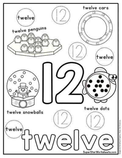 Preschool Number 12 Printable