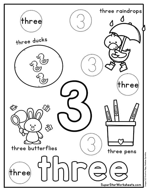 Number 3 Worksheet Worksheets For Kindergarten