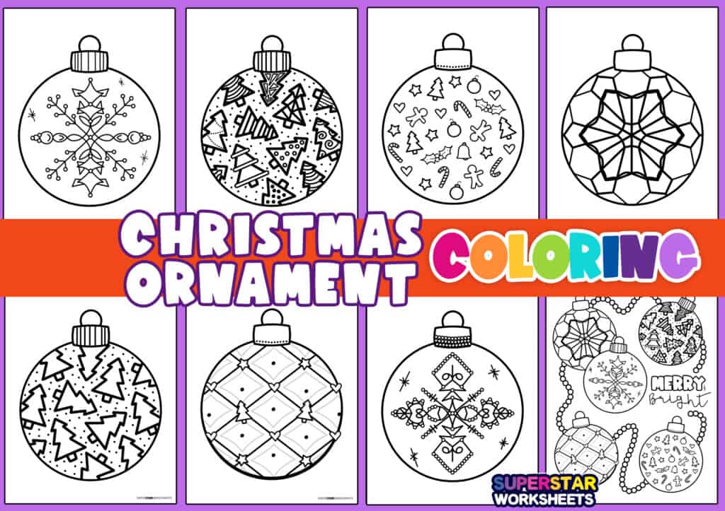 50 Large Print Ornaments Coloring Book For Adults, Easy Christmas