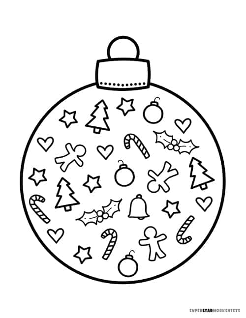 christmas tree ornaments coloring pages