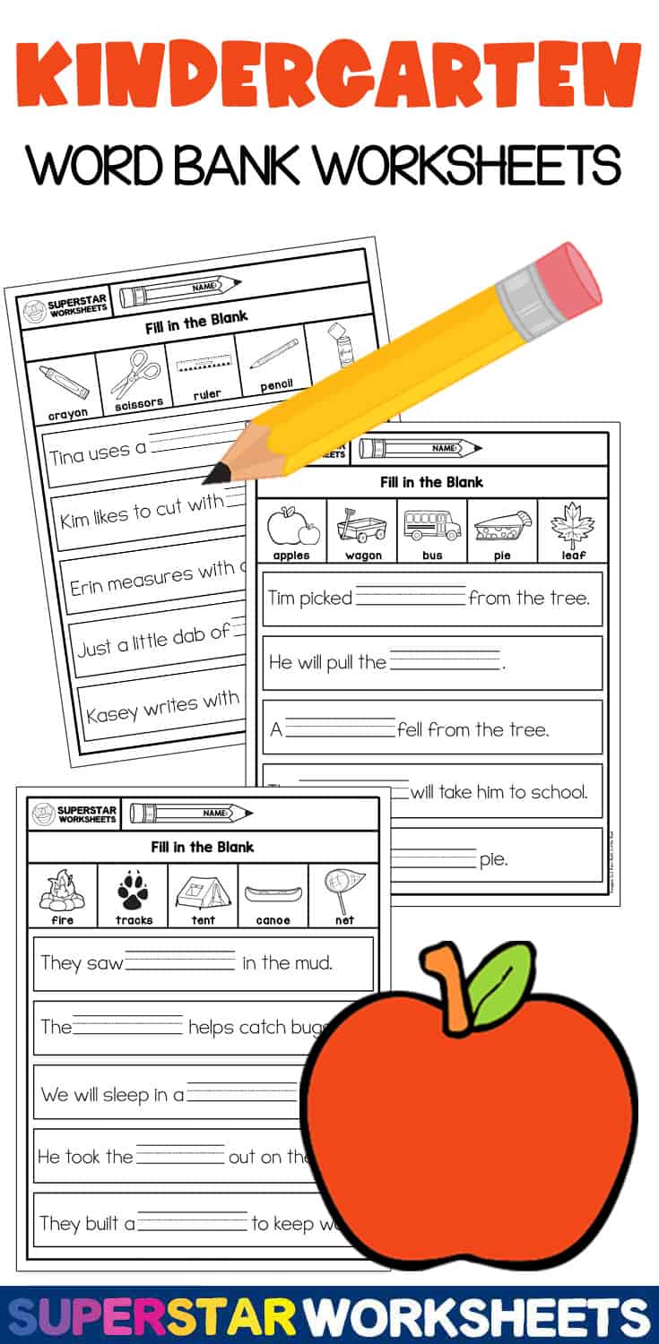 Kindergarten Word Bank Writing Worksheets Superstar Worksheets