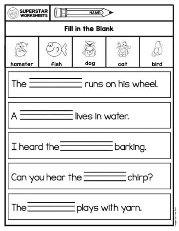 Kindergarten Word Bank Writing Worksheets - Superstar Worksheets
