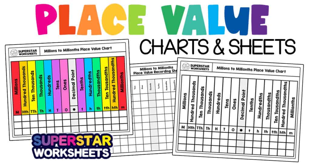 place value charts superstar worksheets