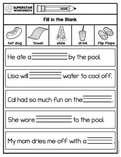 Kindergarten Word Bank Writing Worksheets - Superstar Worksheets