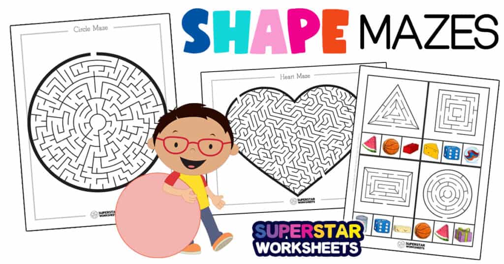 shape mazes superstar worksheets