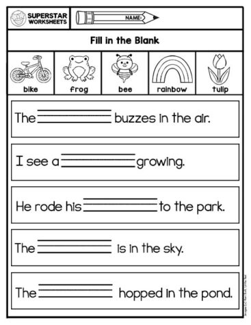 Kindergarten Word Bank Writing Worksheets - Superstar Worksheets