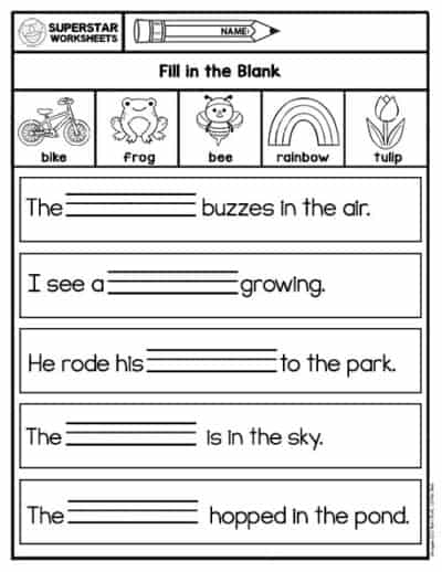 Kindergarten Word Bank Writing Worksheets - Superstar Worksheets