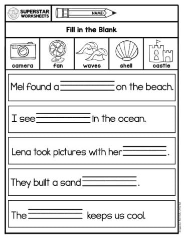 Kindergarten Word Bank Writing Worksheets - Superstar Worksheets