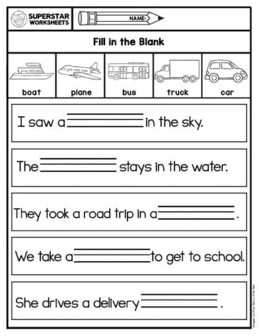 Kindergarten Word Bank Writing Worksheets - Superstar Worksheets