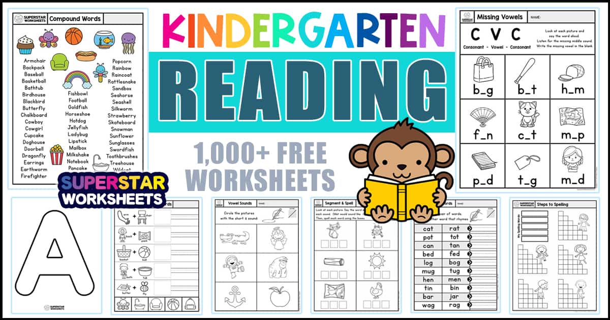 kindergarten reading worksheets superstar worksheets