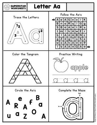 Letter A Worksheets - Superstar Worksheets