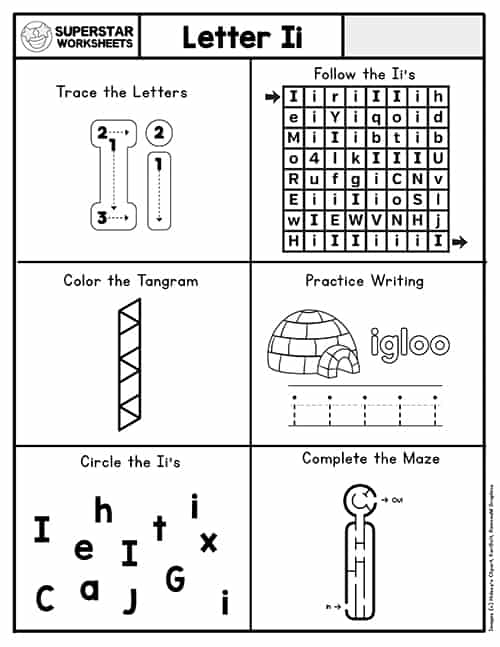 Letter I Worksheets - Superstar Worksheets