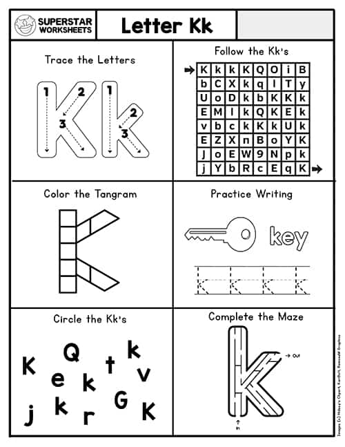 Letter K Worksheets - Superstar Worksheets