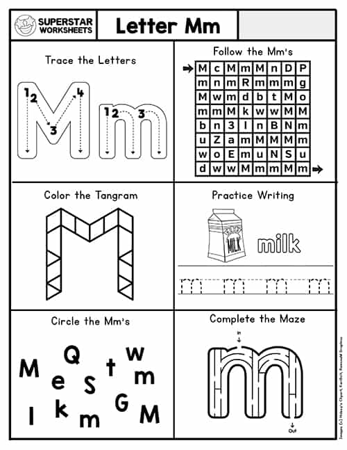 Letter M Worksheets - Superstar Worksheets
