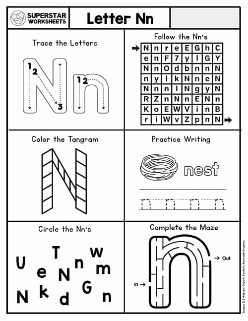 Letter N Worksheet - Superstar Worksheets