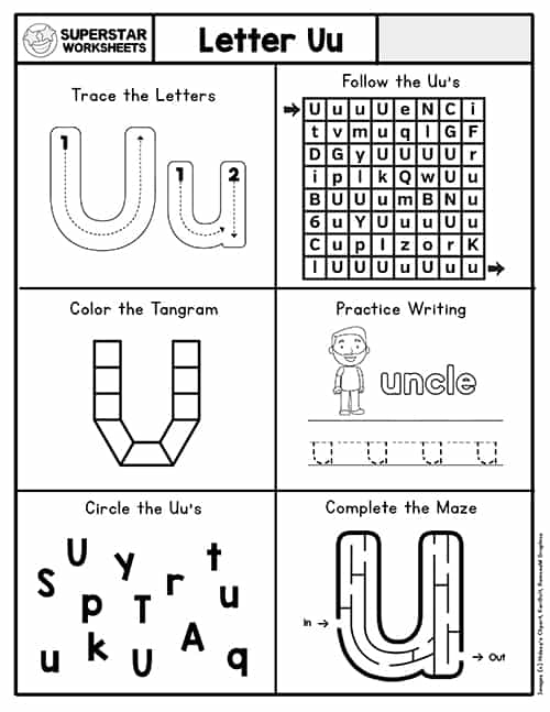 Letter U Worksheets - Superstar Worksheets