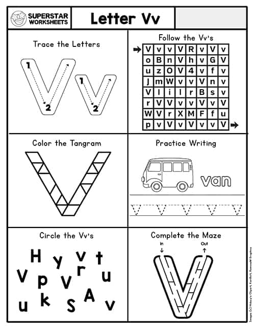 Letter V Worksheets - Superstar Worksheets