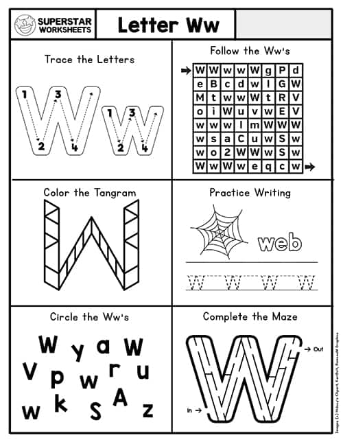 Letter W Worksheets - Superstar Worksheets
