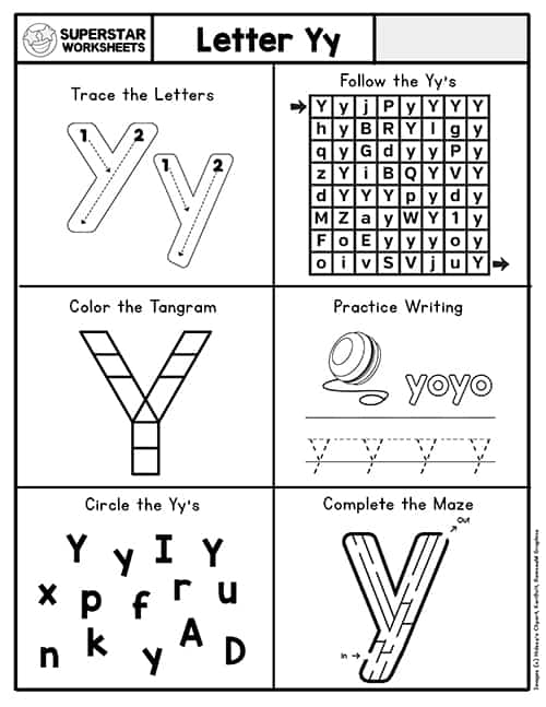 Letter Y Worksheets Superstar Worksheets