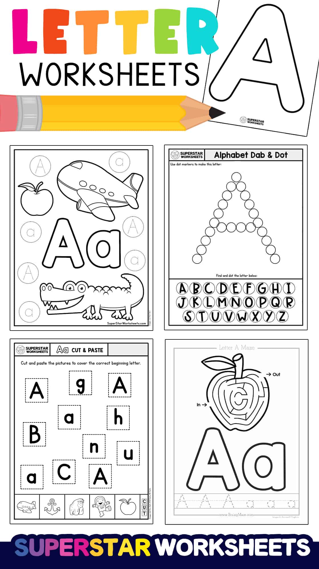 Letter A Worksheets - Superstar Worksheets