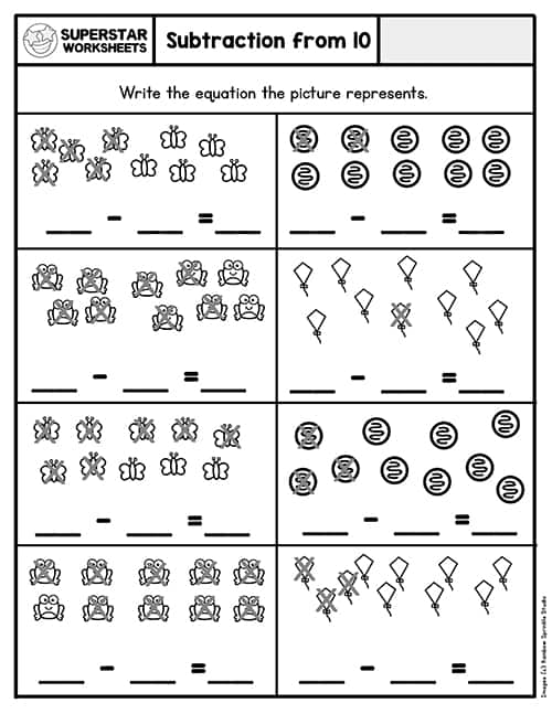 Subtraction Worksheets for Kindergarten - Superstar Worksheets