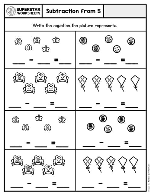 addition and subtraction worksheets for kindergarten