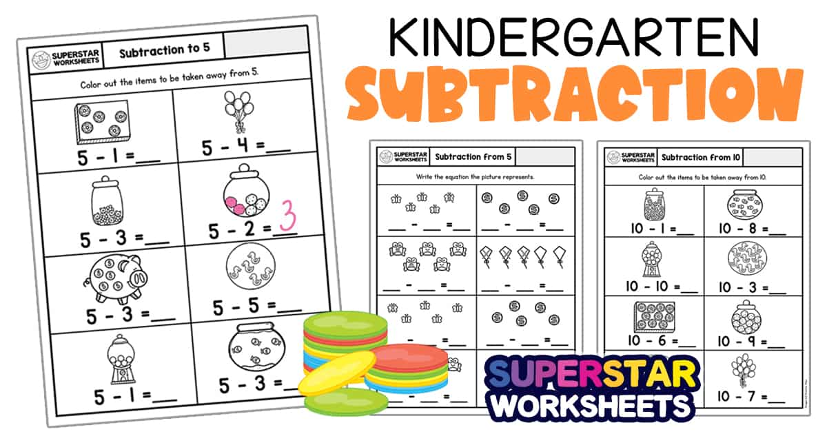 addition and subtraction worksheets for kindergarten