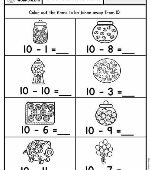 Kindergarten Subtraction Worksheets
