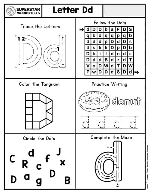 Letter D Worksheets - Superstar Worksheets