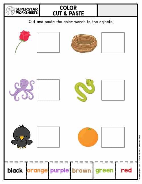 Free Color Cut And Paste Worksheets For Kindergarten Printable 