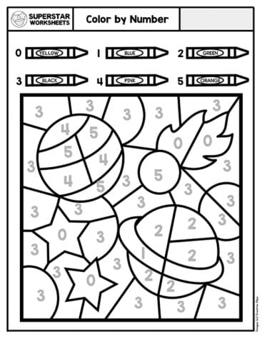 Color by Number Worksheets for Kindergarten - Superstar Worksheets