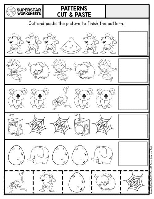 Free Color Cut And Paste Worksheets For Kindergarten Printable