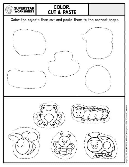 Kindergarten Free Printable Color Cut And Paste Worksheets For 