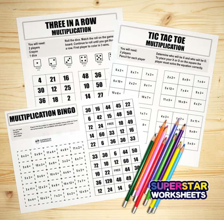 Multiplication Games - Superstar Worksheets