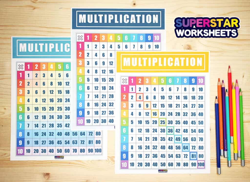 multiplication chart superstar worksheets