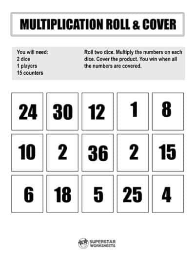 Multiplication Games - Superstar Worksheets