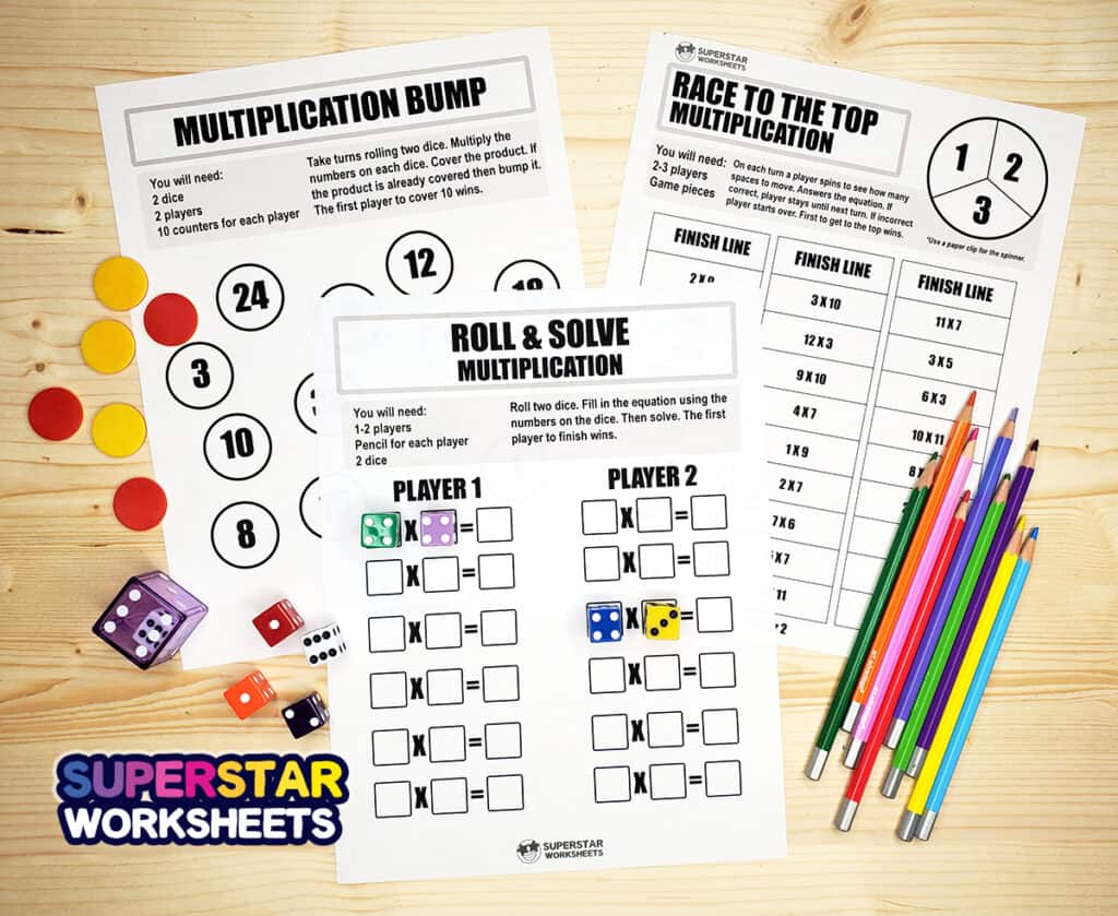 multiplication games superstar worksheets