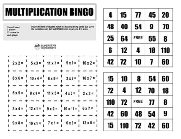 Multiplication Games - Superstar Worksheets