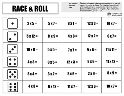 Multiplication Games - Superstar Worksheets