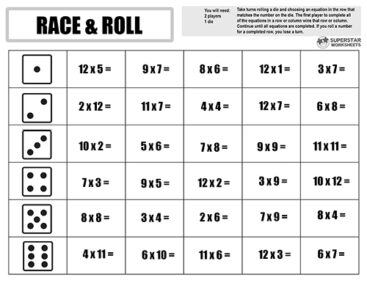 Multiplication Games - Superstar Worksheets