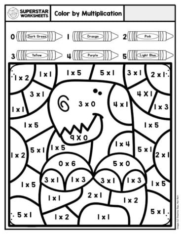 Multiplication Color By Number Superstar Worksheets Multiplication Color By Number Superstar Worksheets