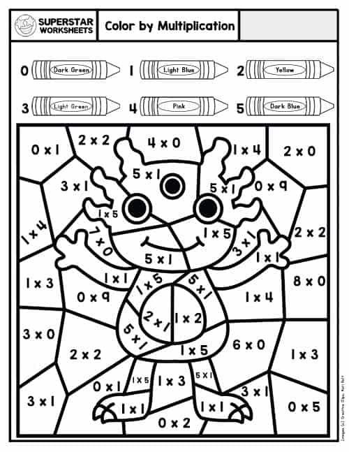 Multiplication Coloring By Number Worksheets