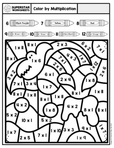 Multiplication Color By Number - Superstar Worksheets